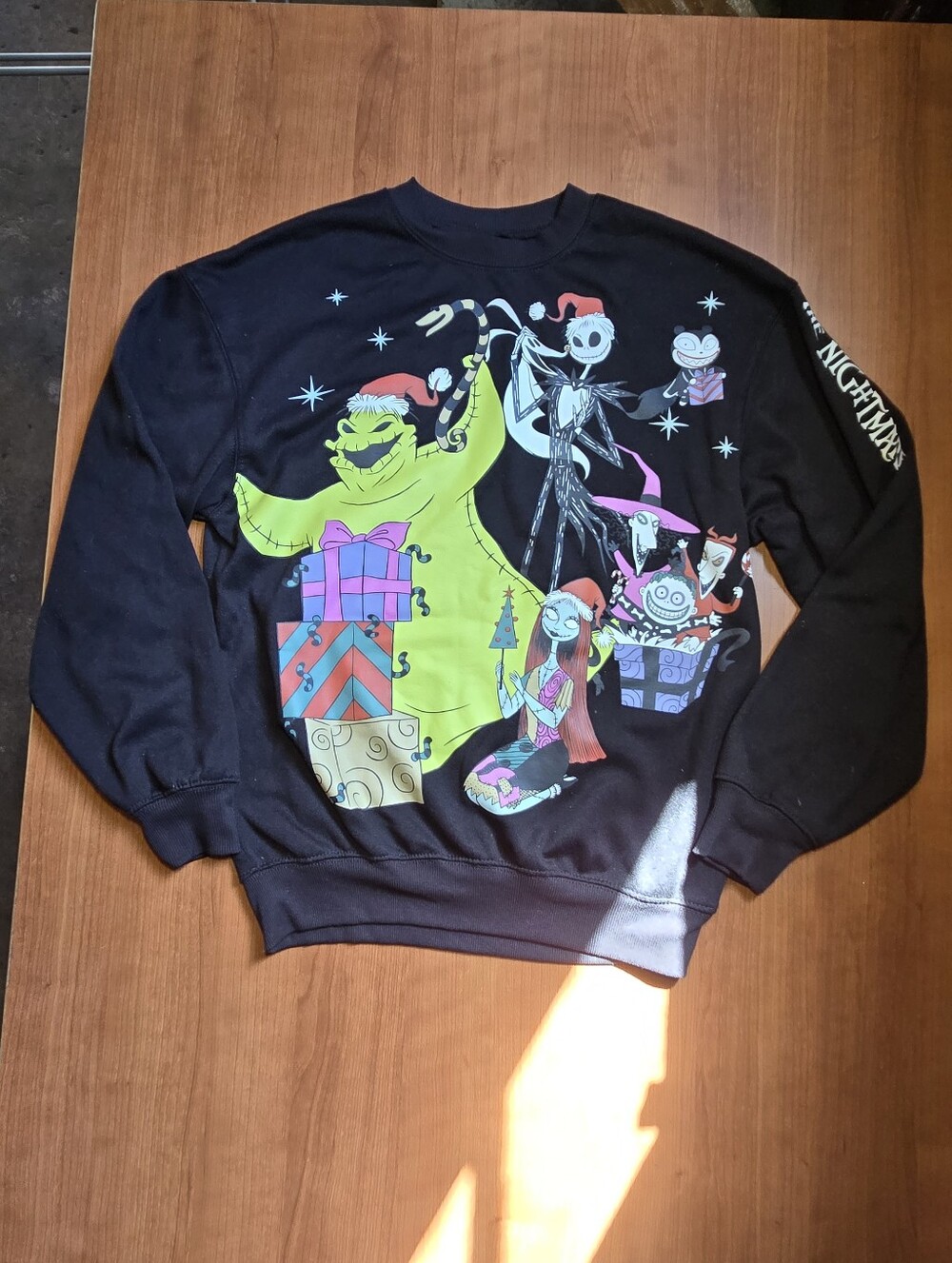 Disney Black Crewneck Sweater with Neon Nightmare Characters
